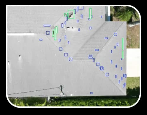 AI damage detection on a roof